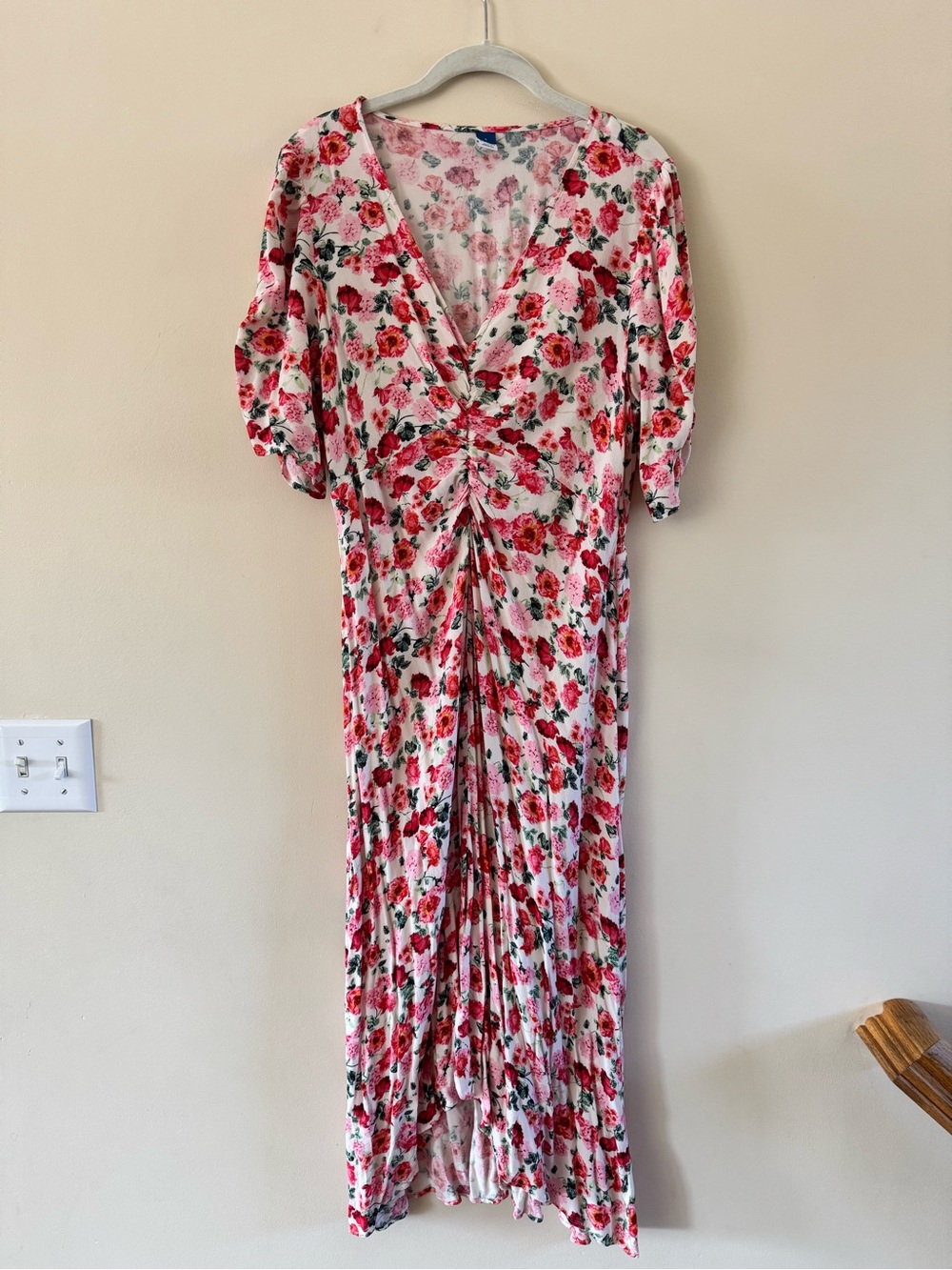 Old Navy Pink and Red Floral Midi Dress
